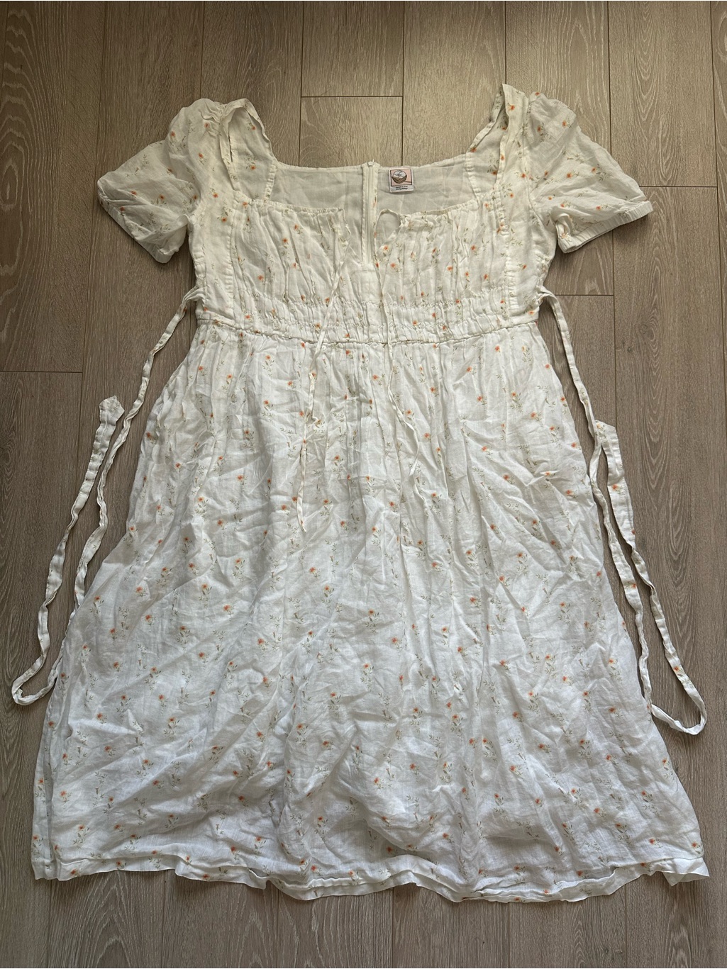 Linennaive Bergamote 20 Floral Linen Dress Midi Cottagecore White Sz 4xl — image 2 of 8